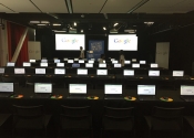 computer monitors setup for google small business event.