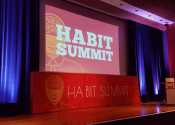 Projection and lighting on stage for Habit Summit 2017.